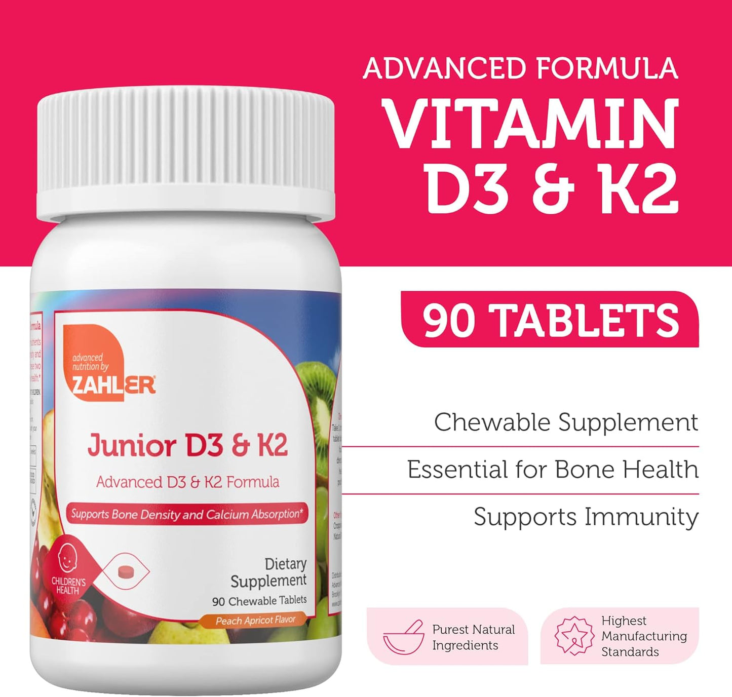 Zahler - Junior Vitamin D3 + K2 Chewable 90 Tablets