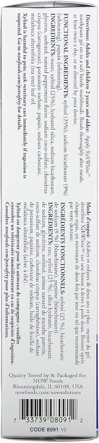 NOW Solutions, Xyliwhite™ Toothpaste Gel, Platinum Mint, Cleanses and Whitens, Fresh Taste, 6.4-Ounce