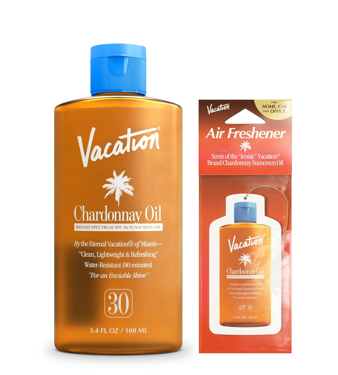 Vacation Chardonnay Oil SPF 30 & Air Freshener Bundle,3.4 Fl. Oz.