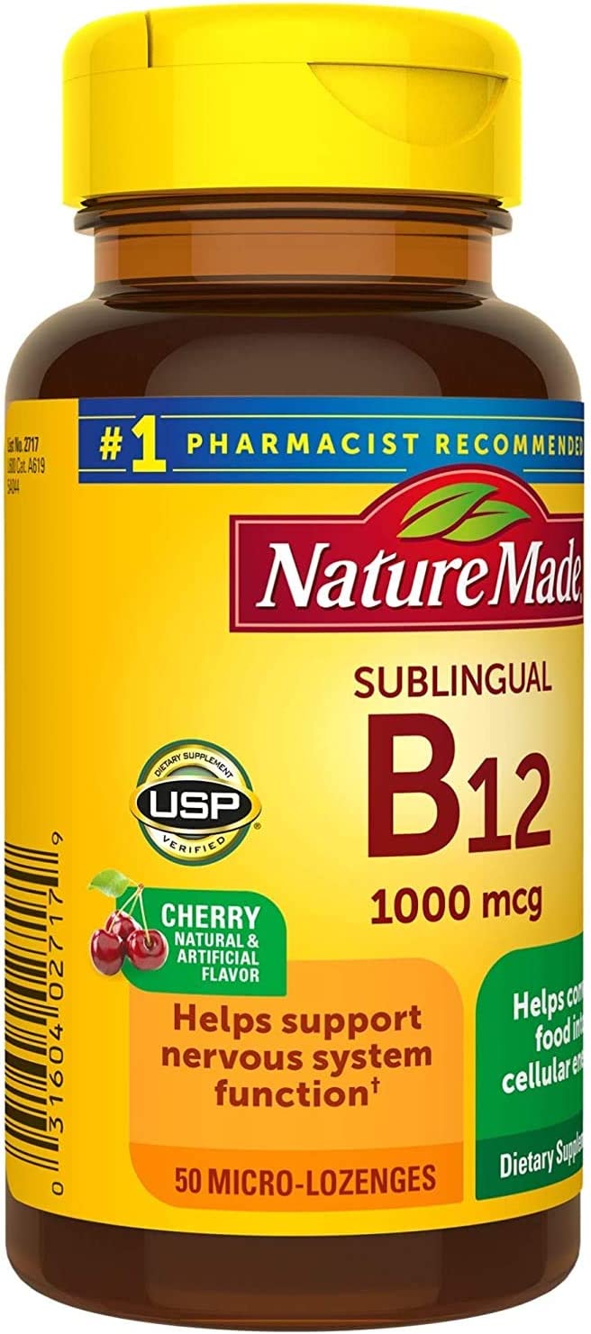 Nature Made B-12 1000 mcg Micro-Lozenges Cherry Flavor 50 ea (Pack of 2)