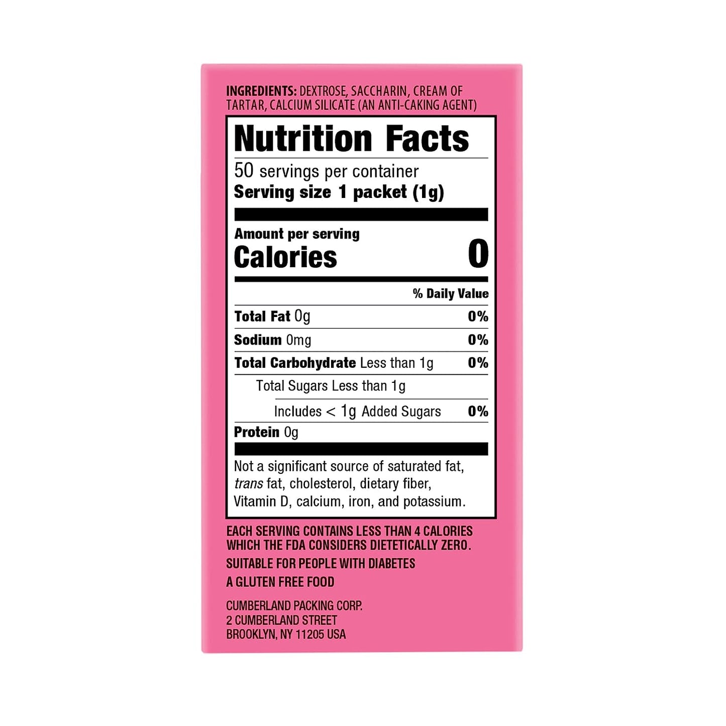 Sweet'N Low Sweetener, No Added Flavors or erythritol, 50 Count Packets