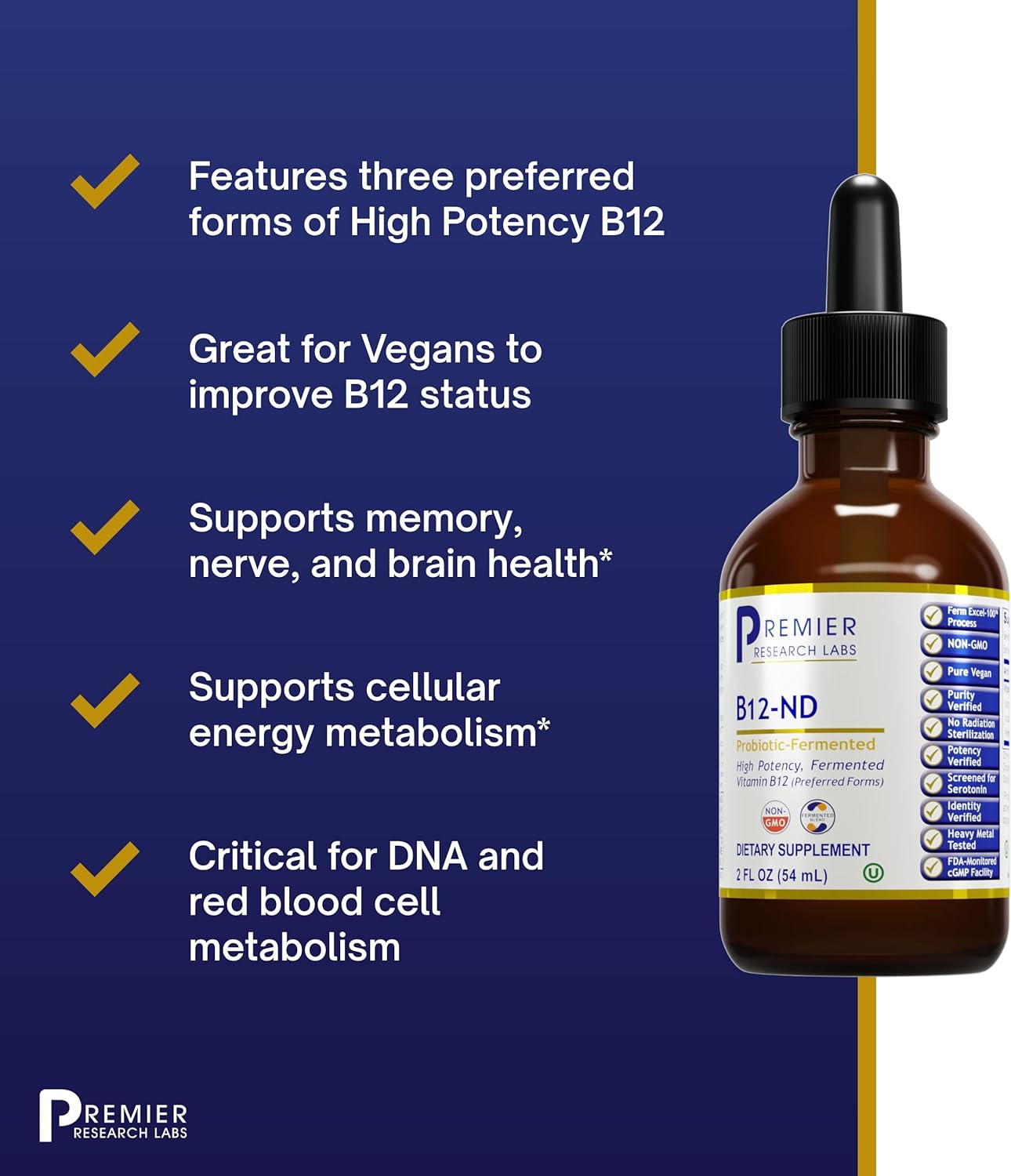 Premier Research Labs B12-ND - High-Potency Vitamin B12 - 2 fl oz