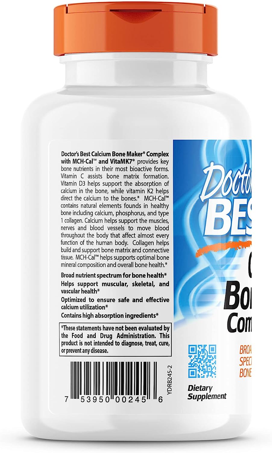 Doctor's Best Calcium Bone Maker Complex with MCHCal,180 Caps