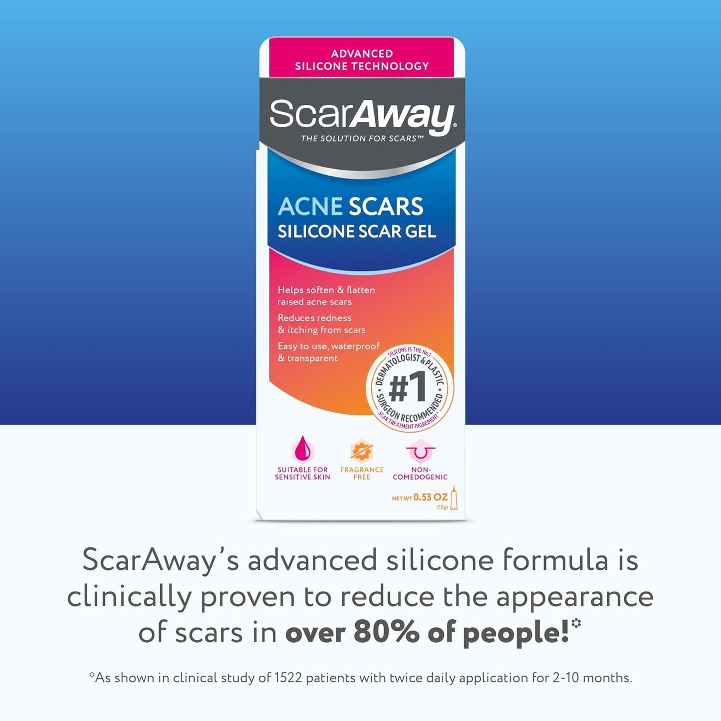 ScarAway Acne Scar Treatment, Clear Silicone Scar Gel - 15 grams
