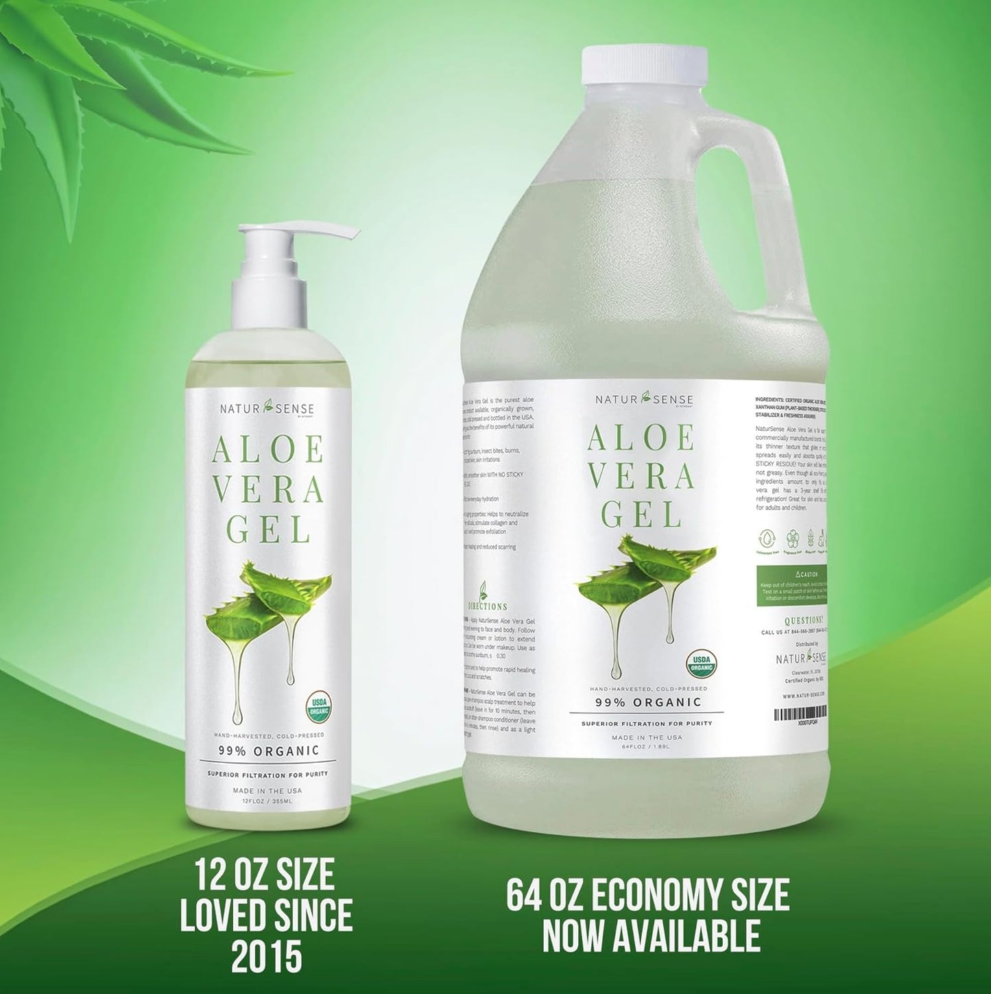 NTRSNS NaturSense Organic Aloe Vera Gel 100% โ12 oz.