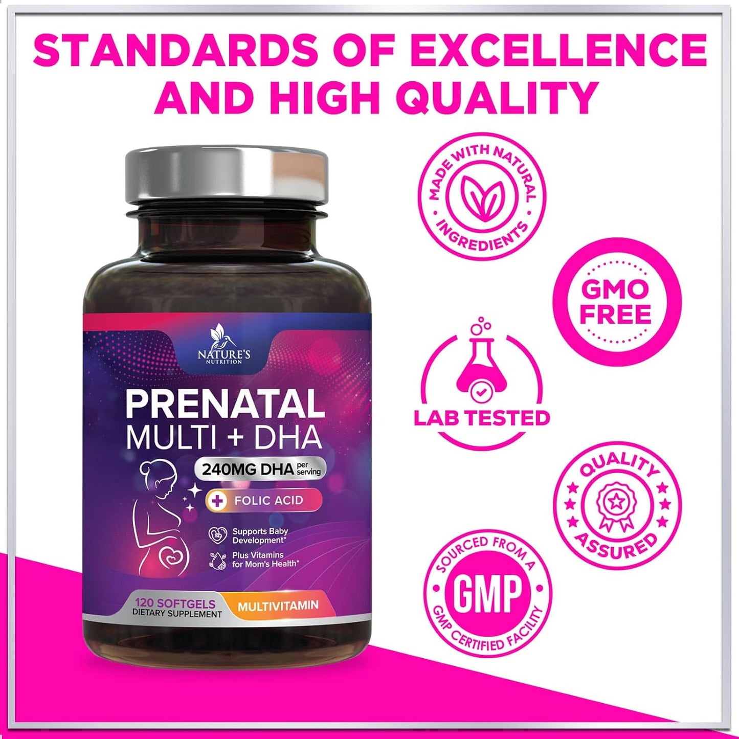 Women's Prenatal Multivitamin with Folic Acid & DHA - 120 Softgels