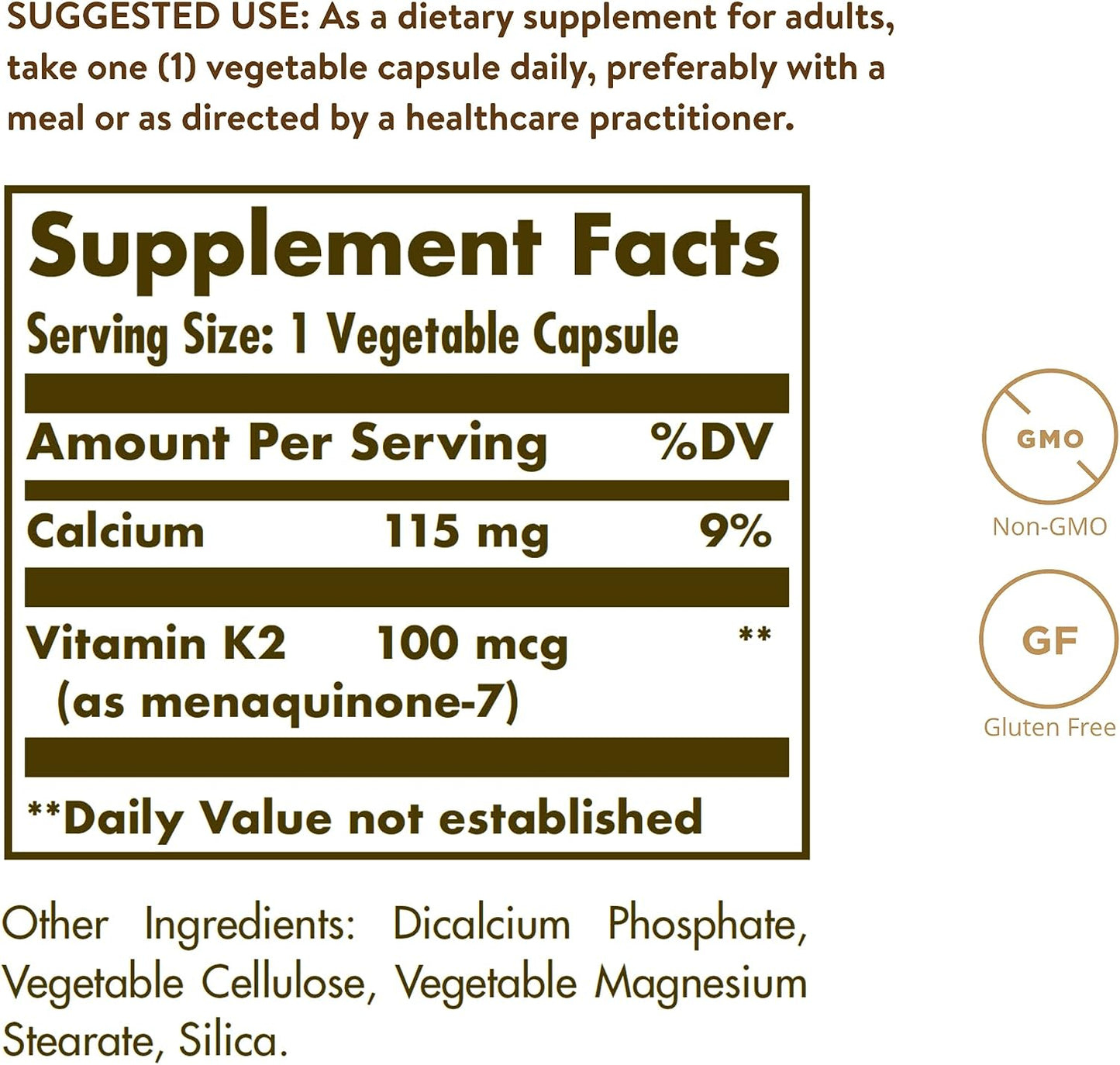 Solgar Vitamin K2 (MK-7) 100mcg,50 Vegetable Capsules