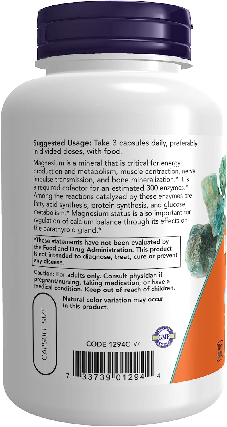 NOW Supplements, Magnesium Citrate, Enzyme Function*, Nervous System Support*, 120 Veg Capsules