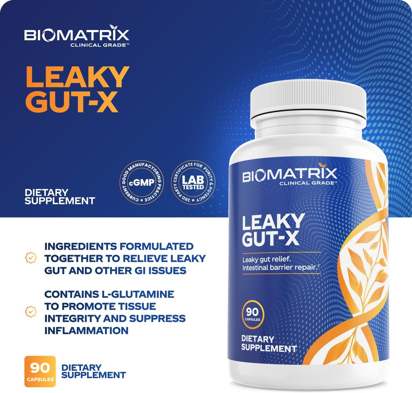 BioMatrix Leaky Gut Repair Supplement - 90 Veggie Caps