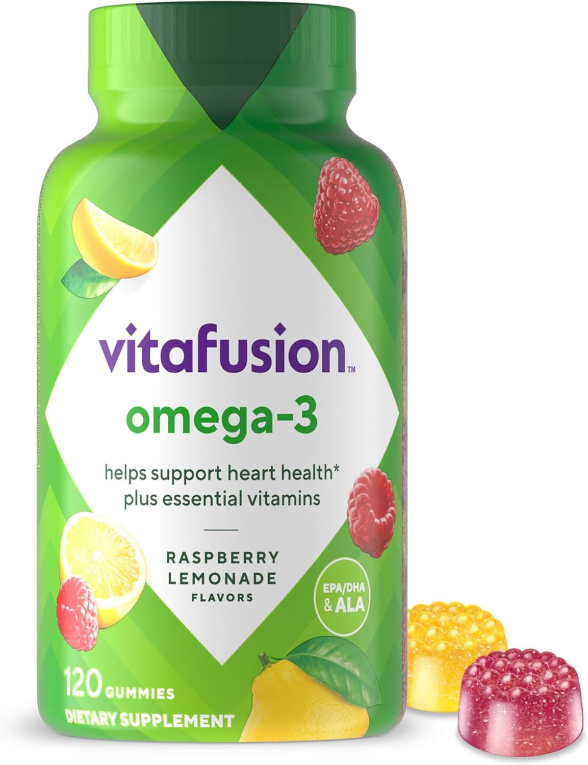 Vitafusion Omega-3 Gummy Vitamins, Berry Lemonade Flavored ,120 Count