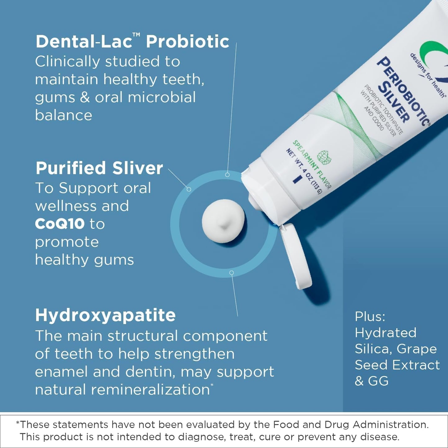 Designs for Health PerioBiotic Silver Hydroxyapatite Toothpaste - 4oz
