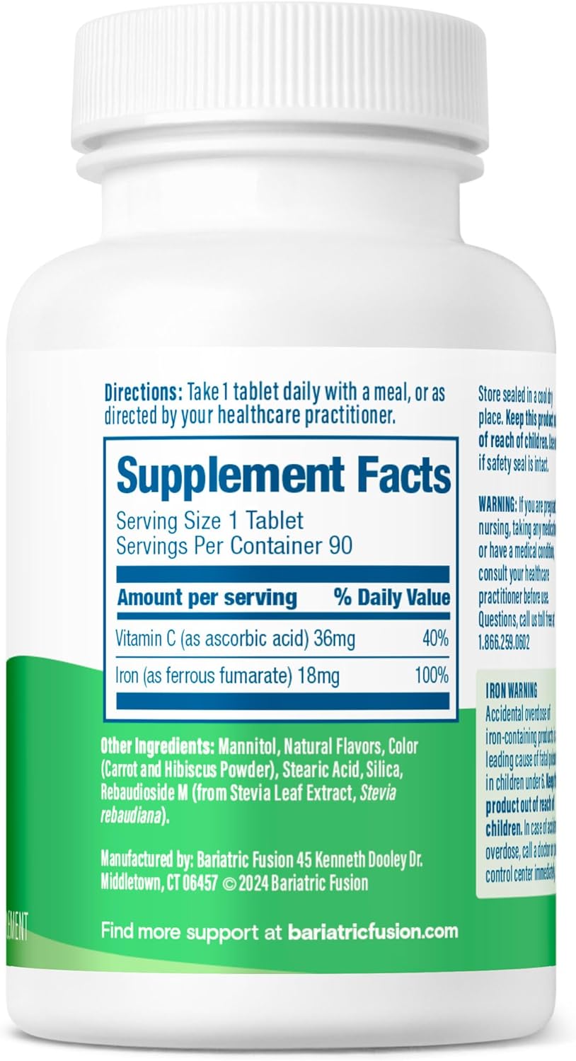 Bariatric Fusion Iron 18 mg Supplement for Women Quick Melt - 90 Count