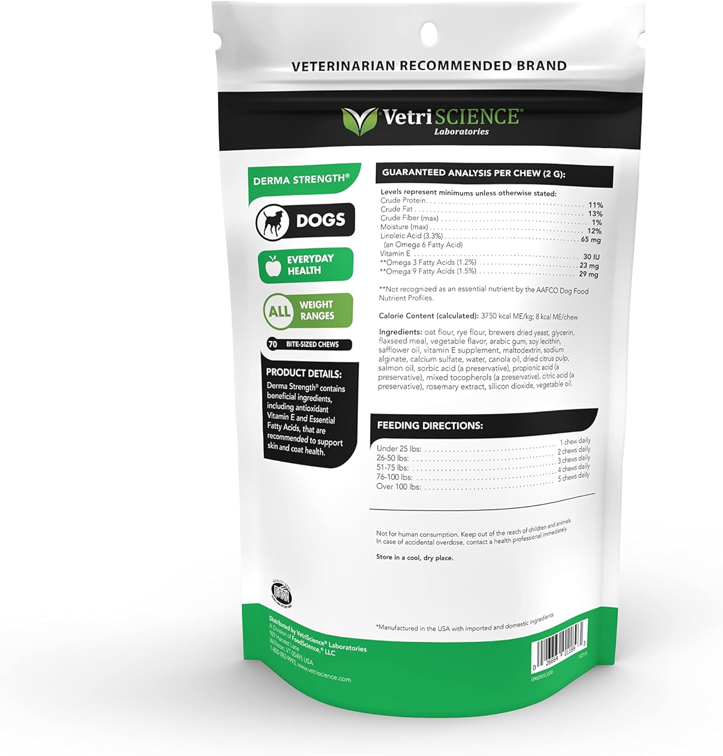VetriScience Derma Strength Healthy Skin and Coat 70 Chews