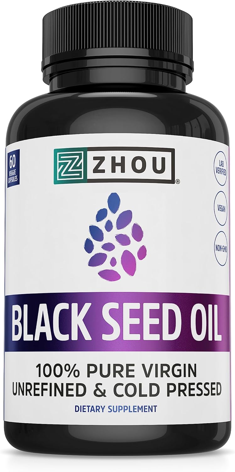 Zhou Nutrition Black Seed Oil Capsules,Virgin, Cold Pressed 60 Capsules