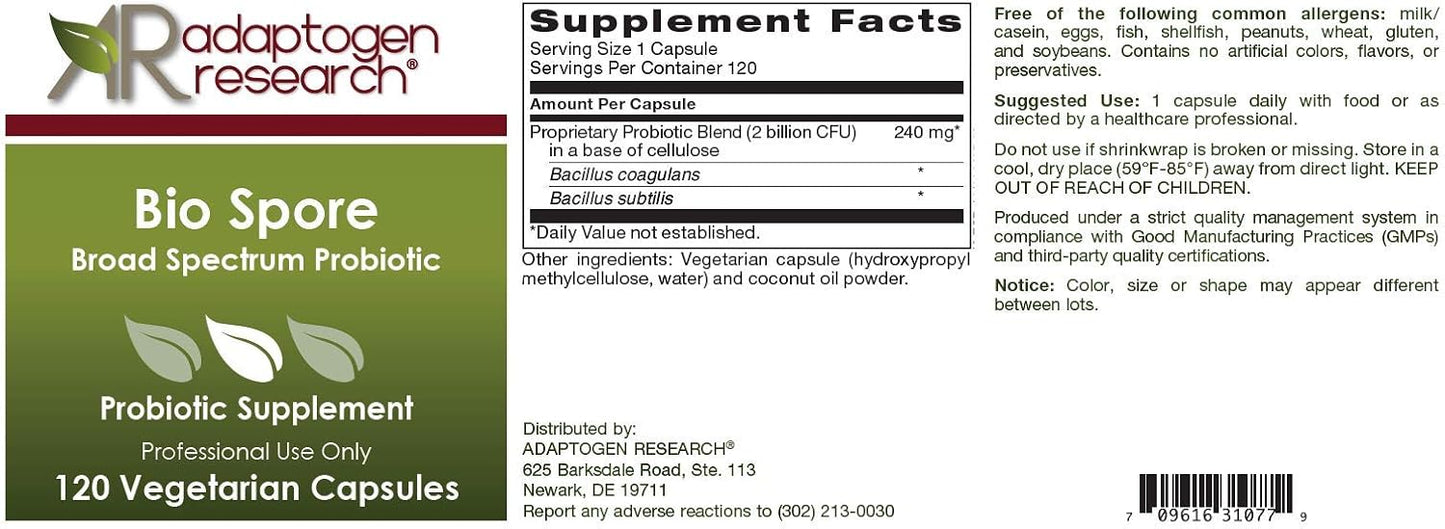 Bio Spore Broad Spectrum Probiotic | Soil-Based (SBO) & Shelf-Stable 120 Vegetarian Capsules