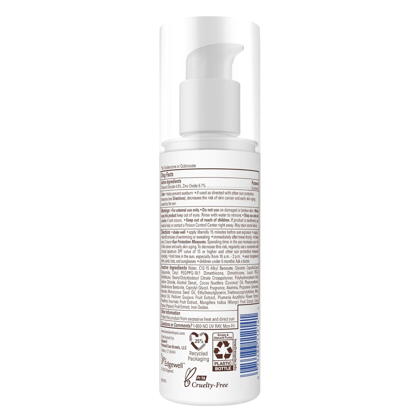 Hawaiian Tropic Skin Nourishing Milk Mineral Sunscreen Lotion SPF 50, 3.4oz
