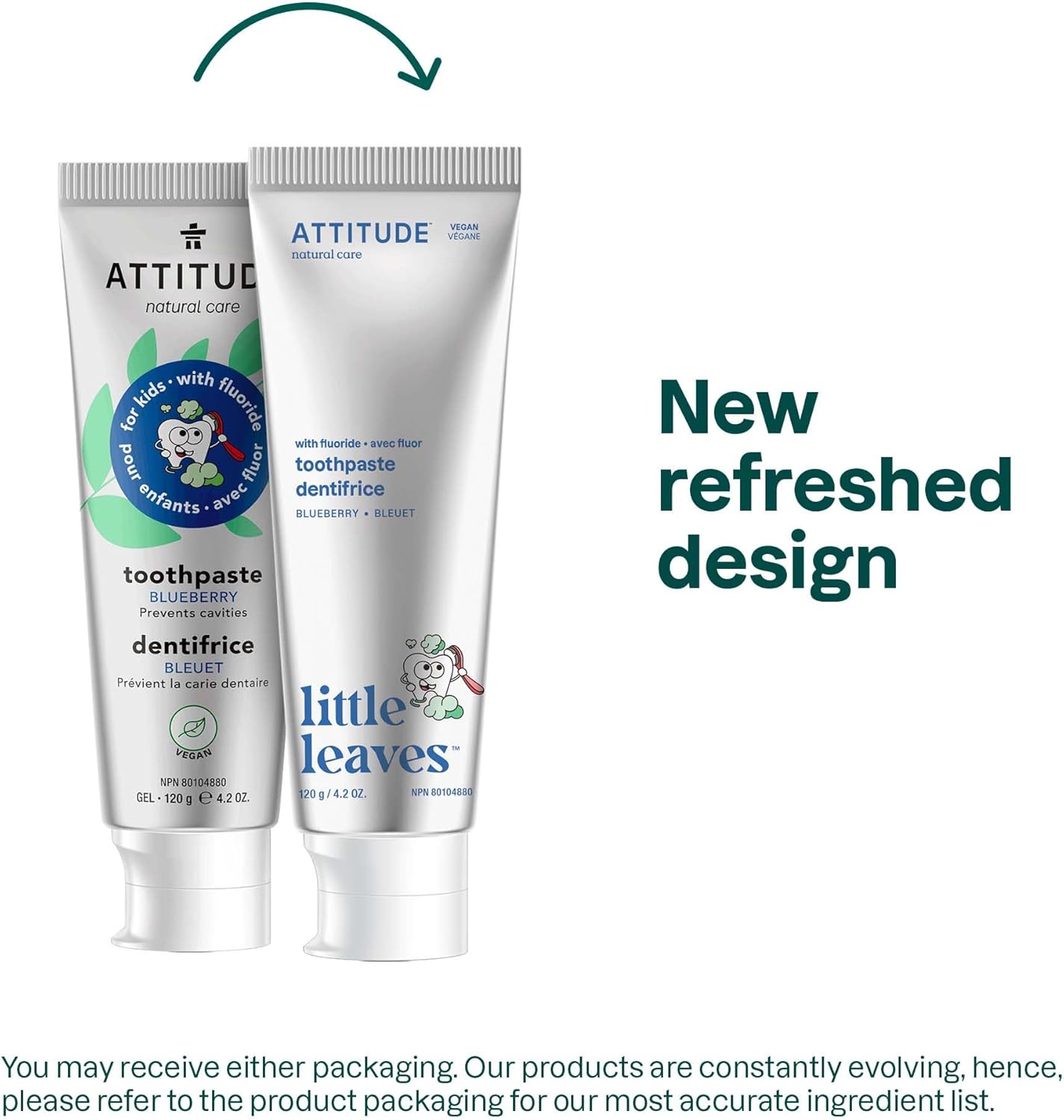 ATTITUDE Toothpaste with Fluoride ,Blueberry, 4.2 Oz