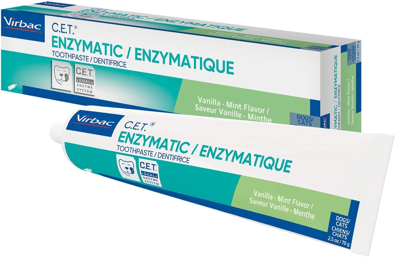 Virbac C.E.T. Enzymatic Toothpaste Eliminates Bad Breath Pet Dental Care Toothpaste Vanilla Mint Flavor 2.5 Oz Tube