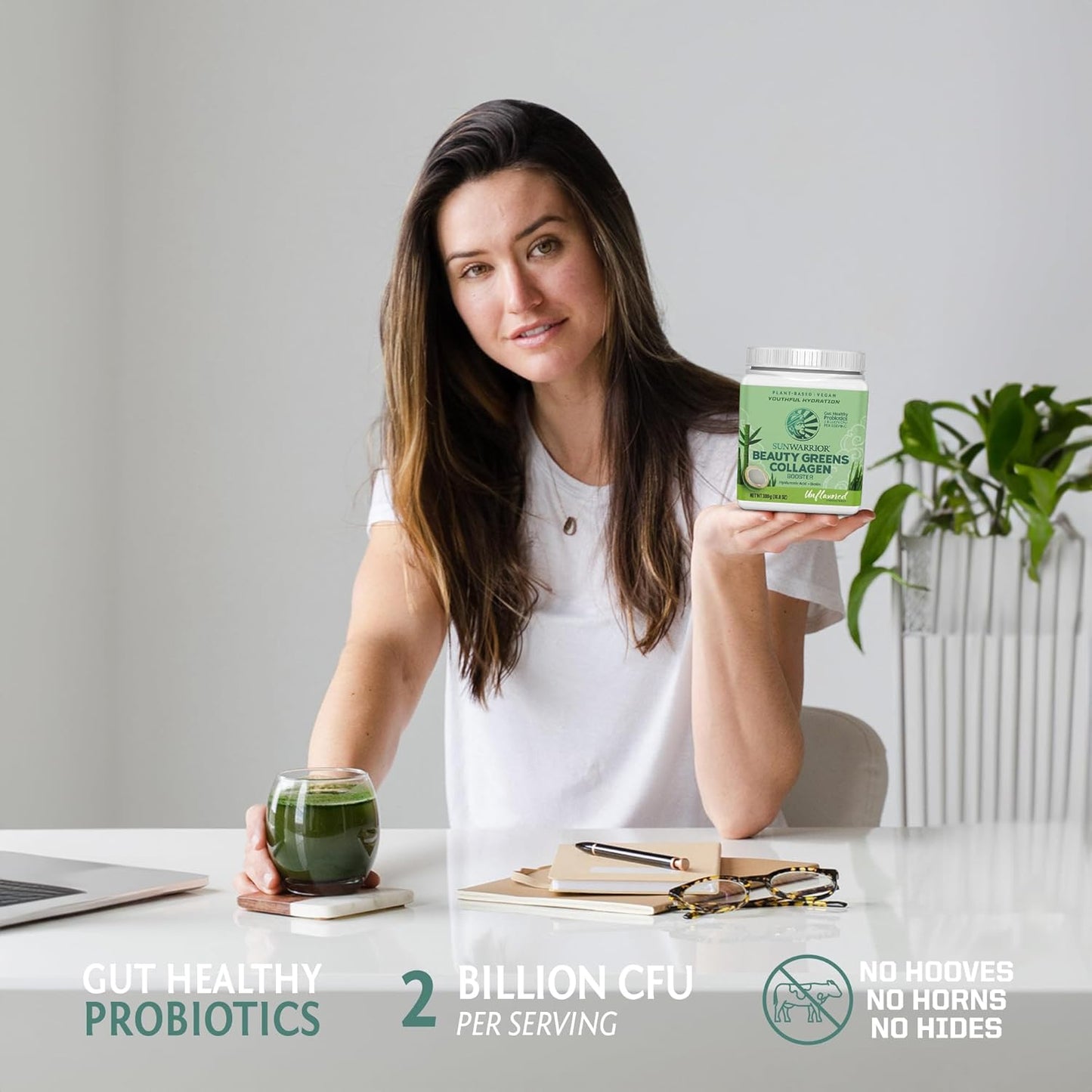 Sunwarrior Beauty Greens Collagen Booster, Unflavored - 10.6 oz