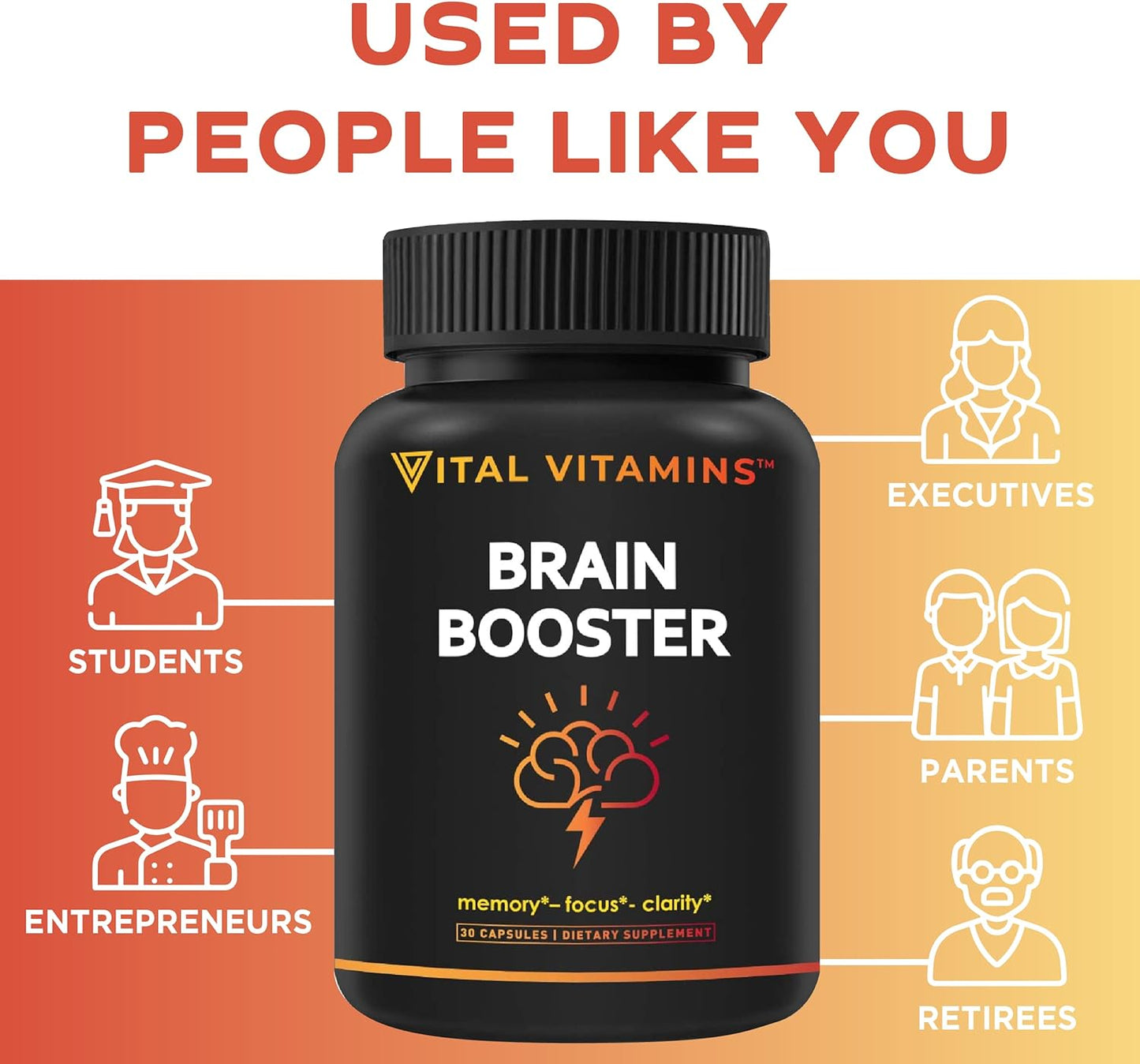 Vital Vitamins Brain Supplements for Memory & Focus 30 count