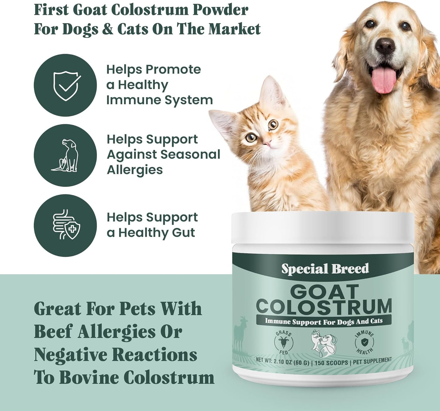 Special Breed Goat Colostrum for Dogs and Cats, Immune Support Supplement 2.10 oz