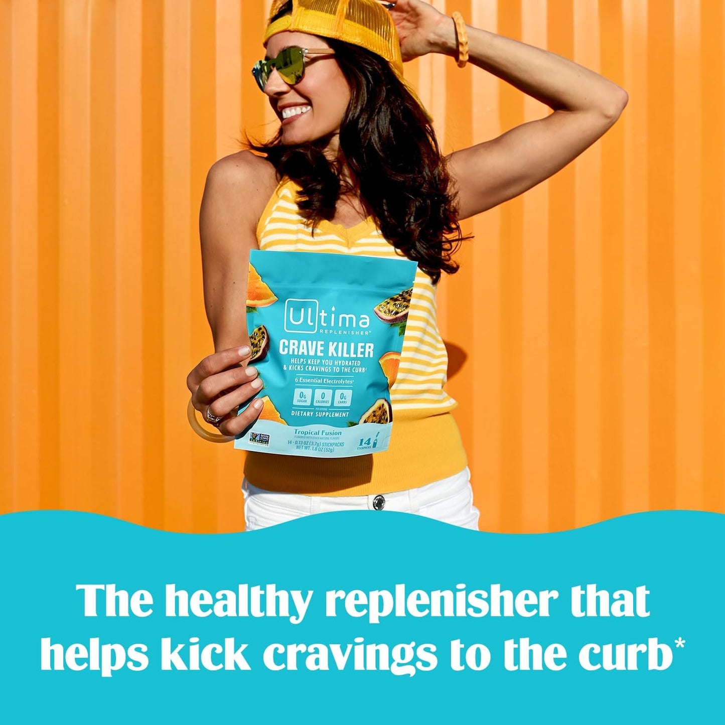 Ultima Replenisher Crave Killer Supplement and Electrolytes Powder – Tropical Fusion, 14 Stickpacks