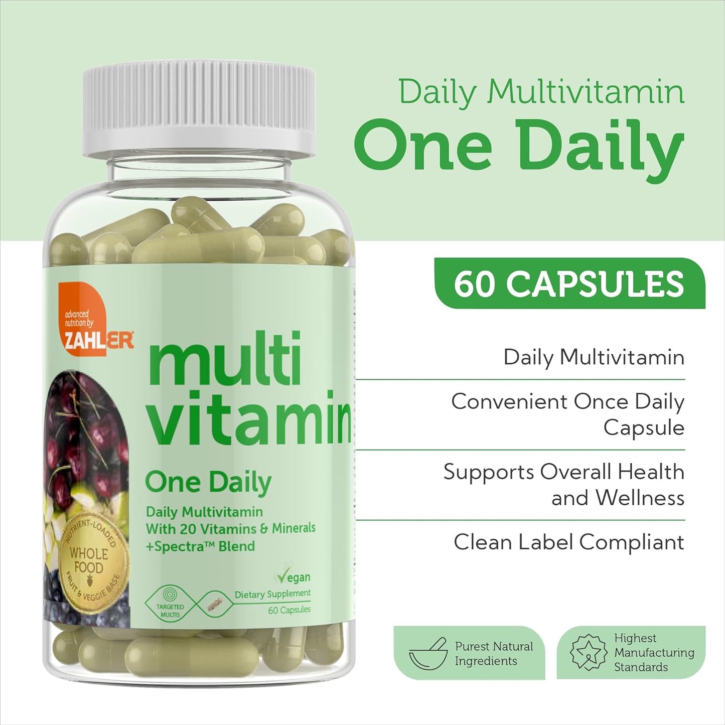 Zahler - One Daily Vegan Multivitamins for Women & Men - 60 Count