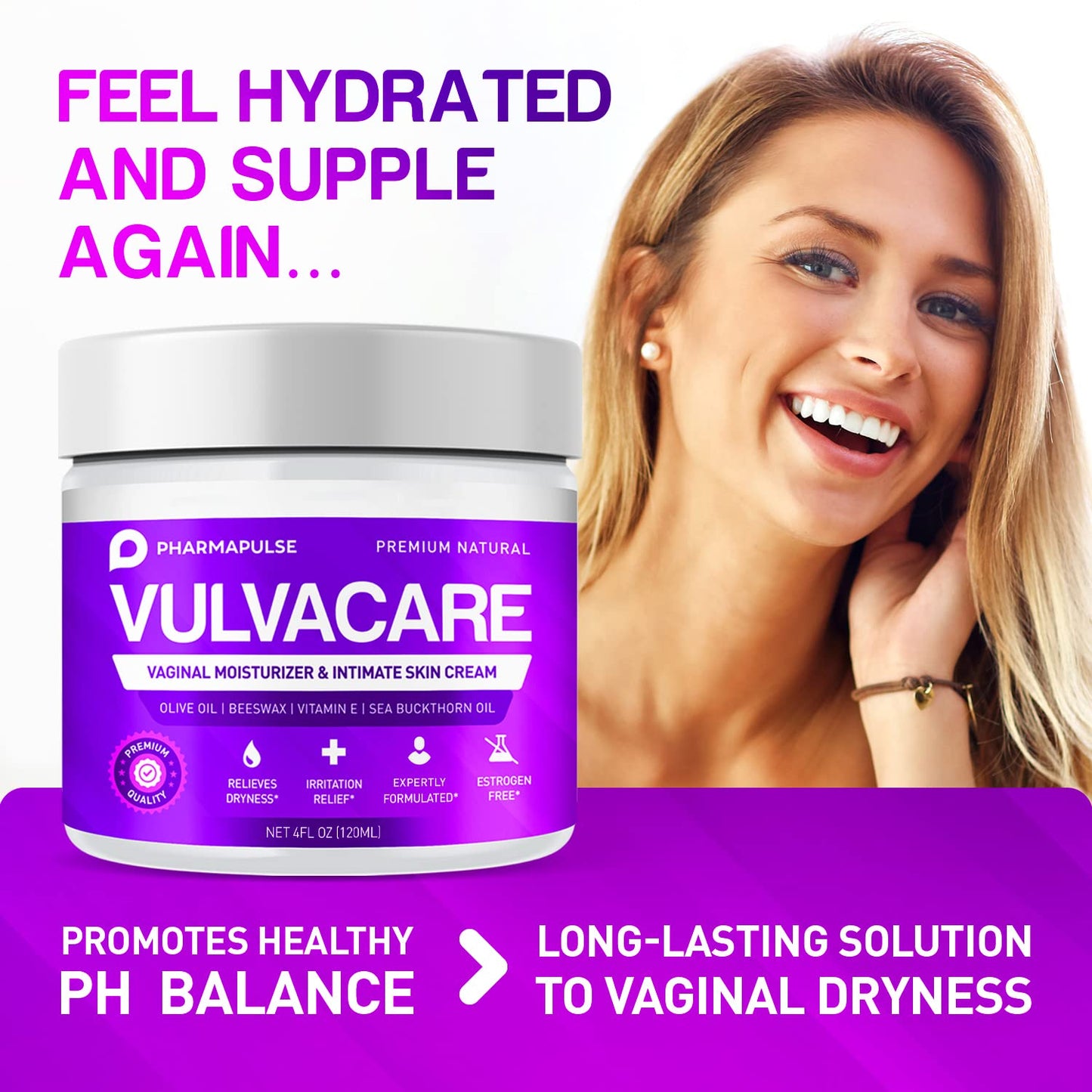 Pharmapulse Organic Vaginal Moisturizer, Vulva Balm Cream Intimate Skin Care 4oz