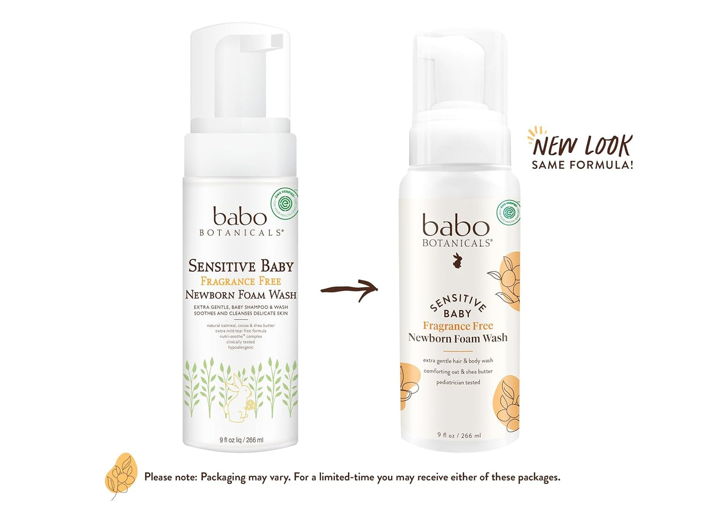 Babo Botanicals Sensitive Baby Fragrance-Free Newborn Foam Wash - 9 fl oz