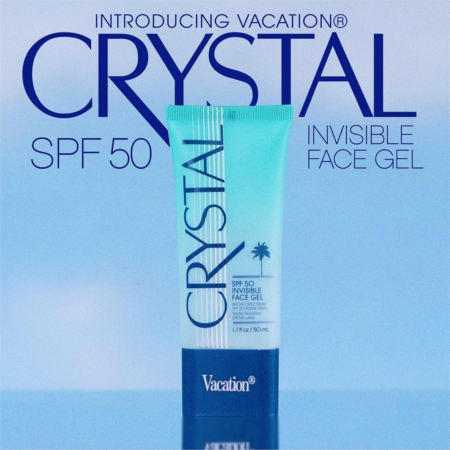 Vacation Crystal SPF 50 Face Gel, Clear Sunscreen, 1.7 Fl. Oz.