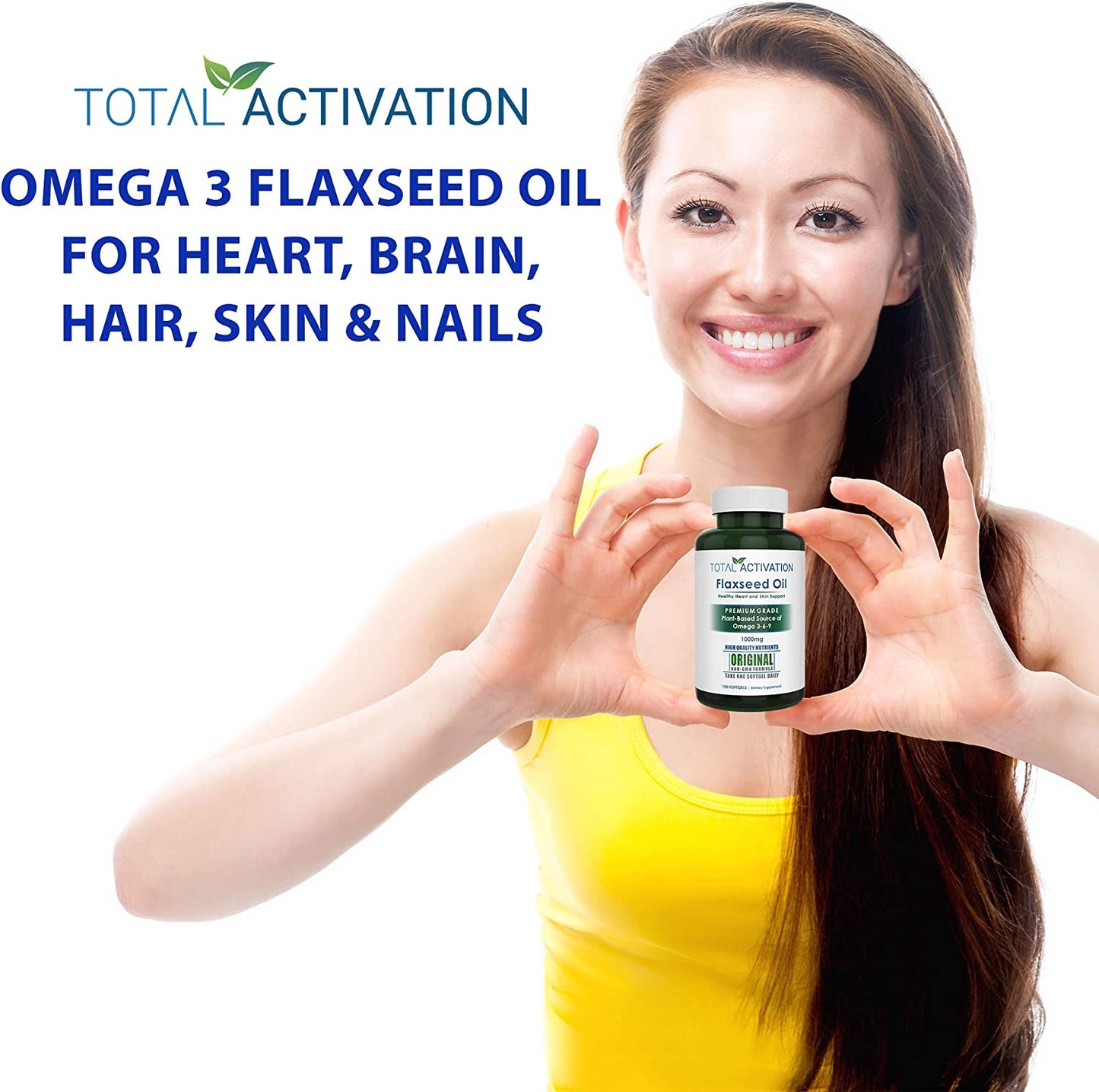 Organic Flaxseed Oil 1,000 mg Omega-3, Immune System Booster with Omega 3,6,9 from Natural ALA 100 Softgels Per Bottle