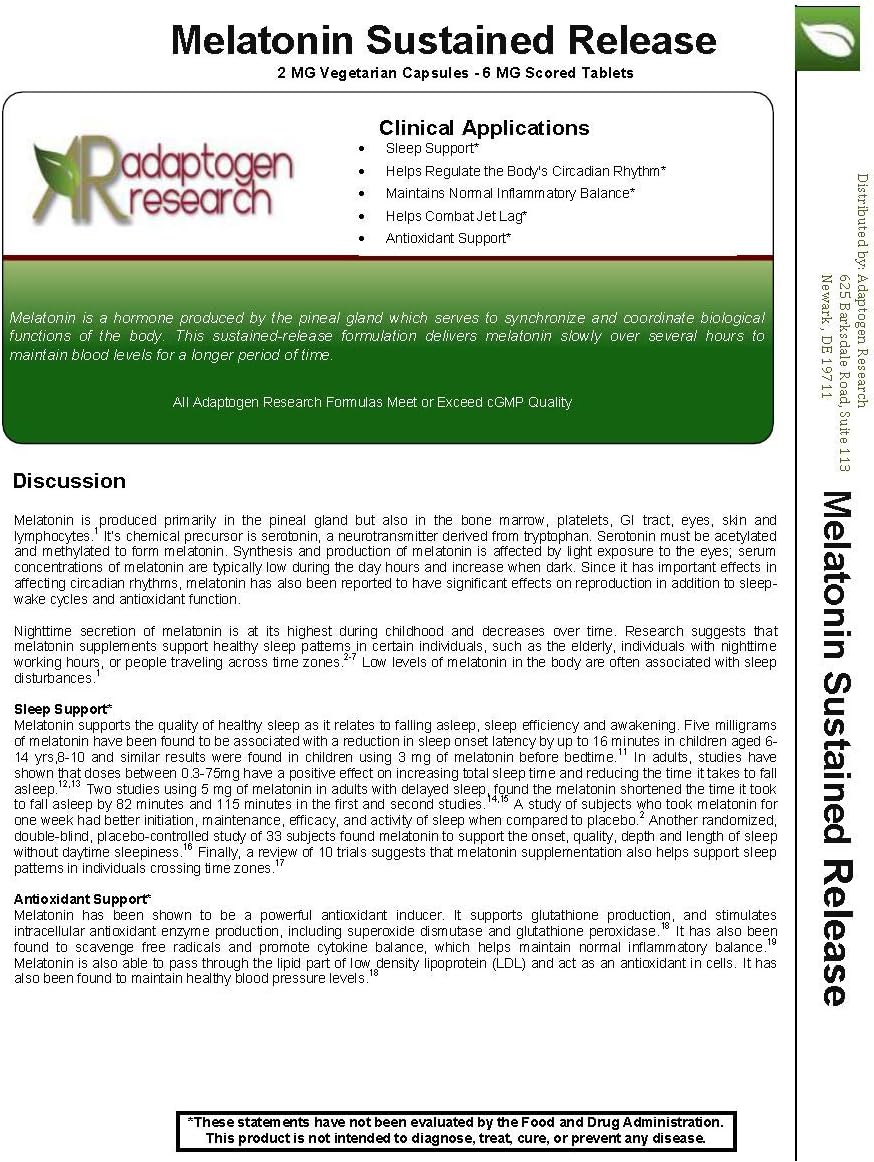 Melatonin Sustained Release 6 mg Time Release + Extra Strength Sleep Aid 60 Scored Tables