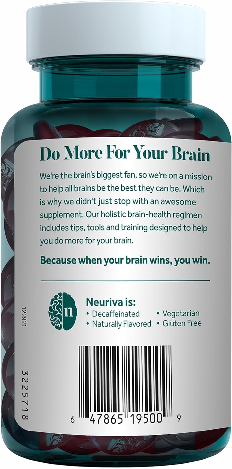 NEURIVA Original Brain Supplement for Memory, Focus 50 Strawberry Gummies