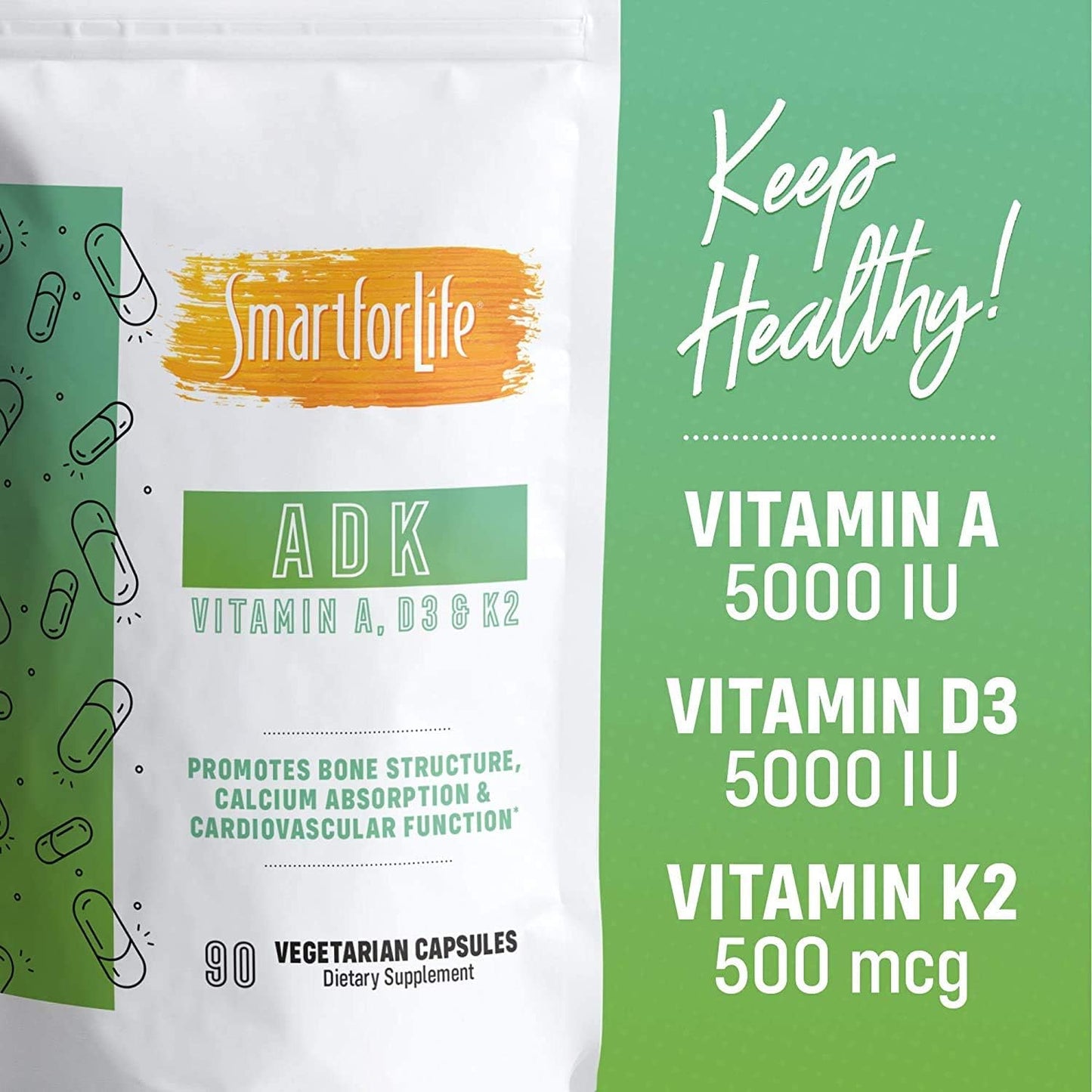 Smart for Life ADK Vitamins Supplement -90 vegeterian capsules