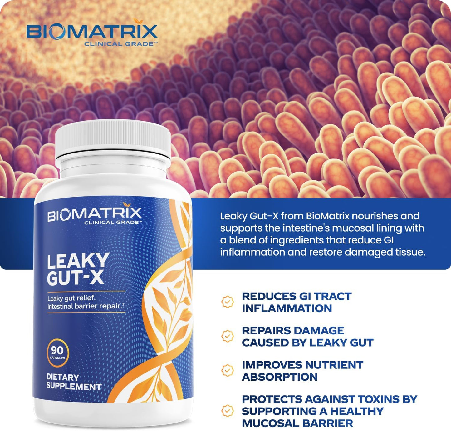 BioMatrix Leaky Gut Repair Supplement - 90 Veggie Caps
