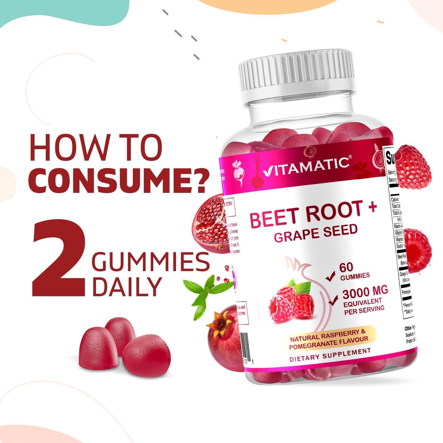 Vitamatic Beet Root Gummies 3000mg - 60 count