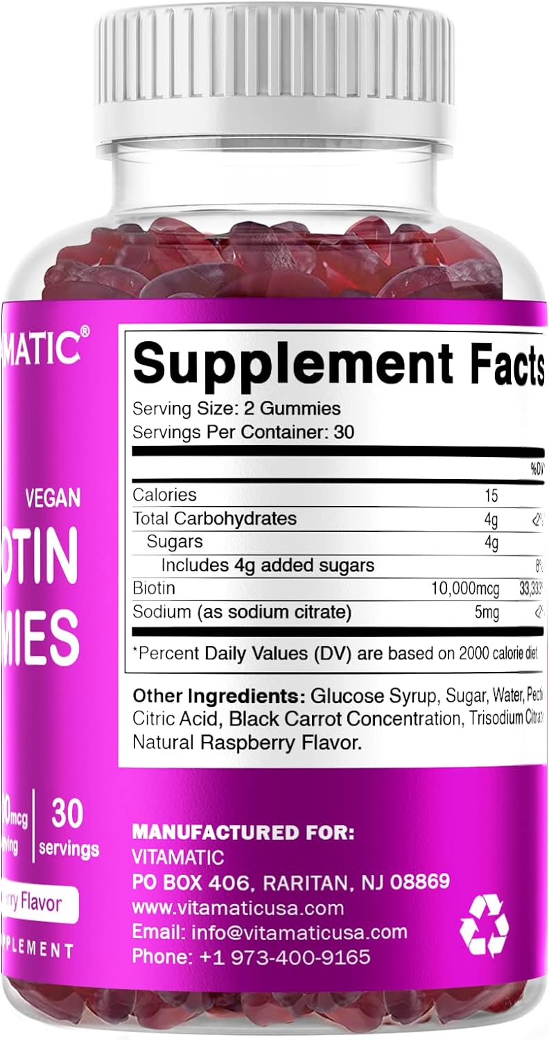 Vitamatic Biotin Gummies Stronger Hair, Skin & Nails - 60 Vegan Gummies