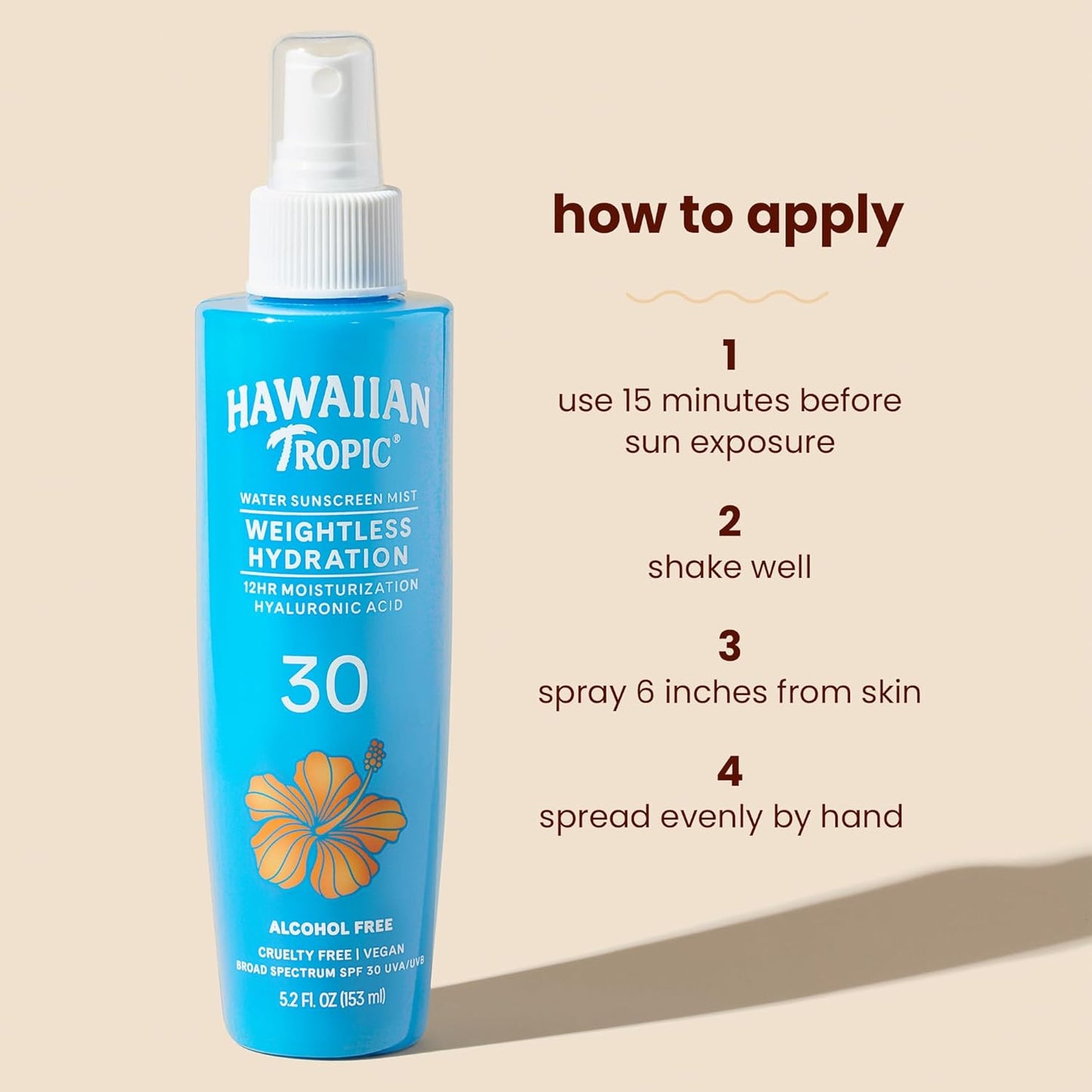 Hawaiian Tropic Weightless Hydration Water Mist for Body SPF 30, 5.2oz