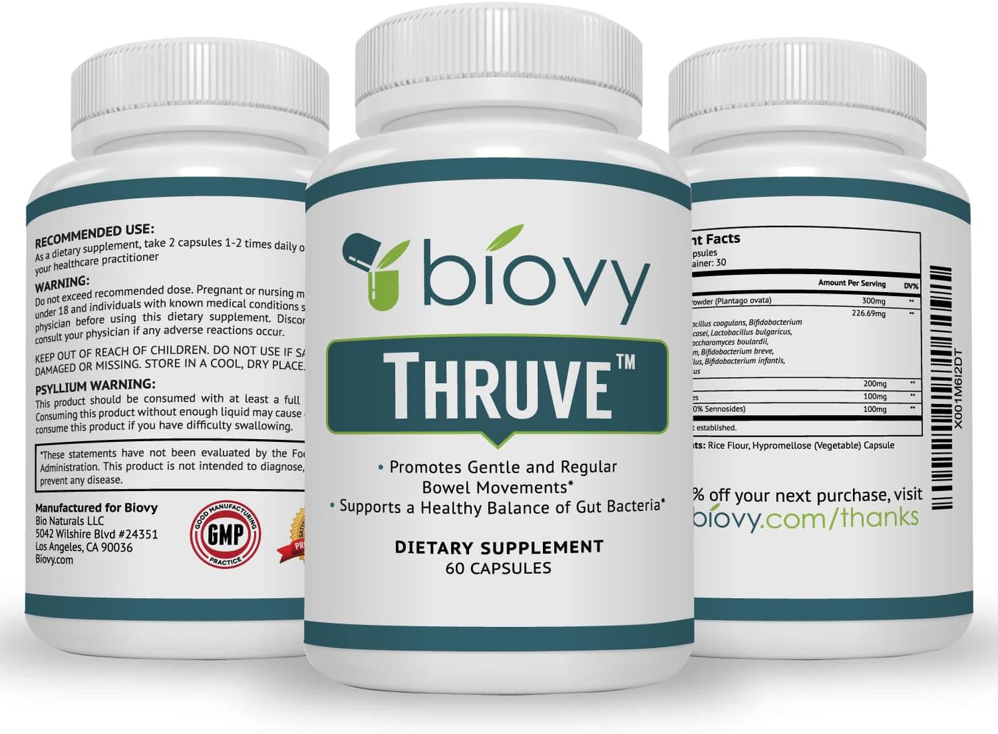 Thruve Long-Term Constipation Relief Supplement 60 capsules