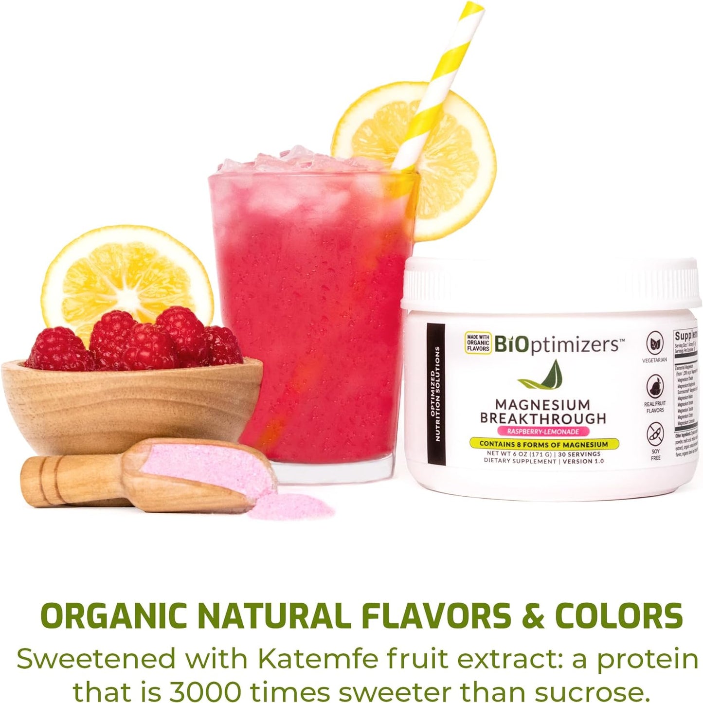 BiOptimizers Magnesium Breakthrough Drink Raspberry Lemonade – 6 oz