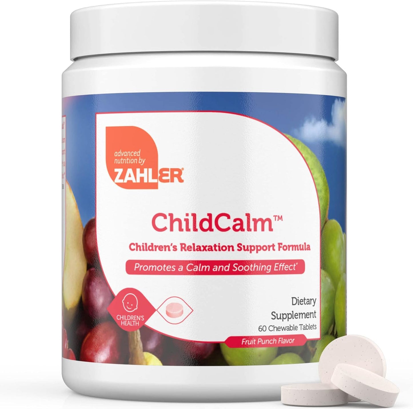Zahler ChildCalm, Kosher Fruit Punch Chewable Magnesium - 60 Tablets