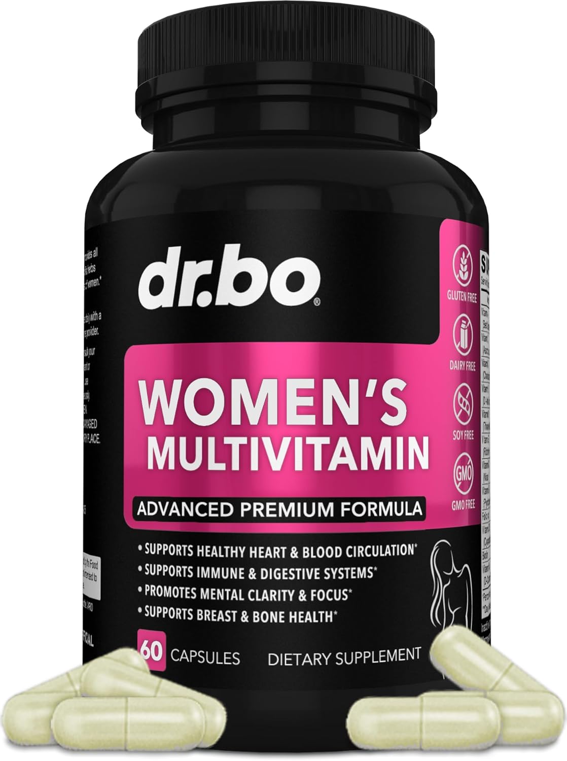Womens Multivitamin - Natural Daily Multi Vitamins -60 capsules