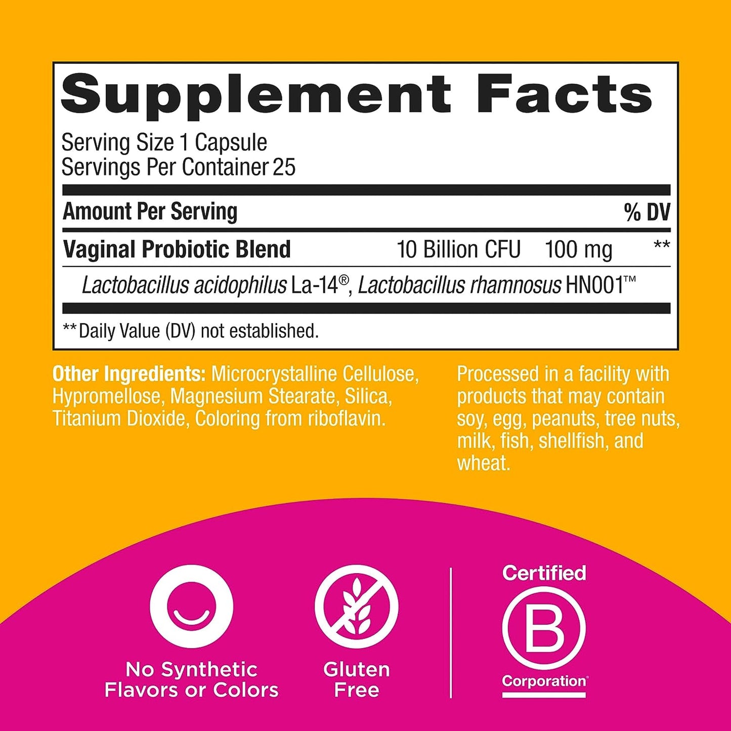 OLLY Happy Hoo-Ha Capsules, Probiotic for Women, Gluten Free - 25 Count