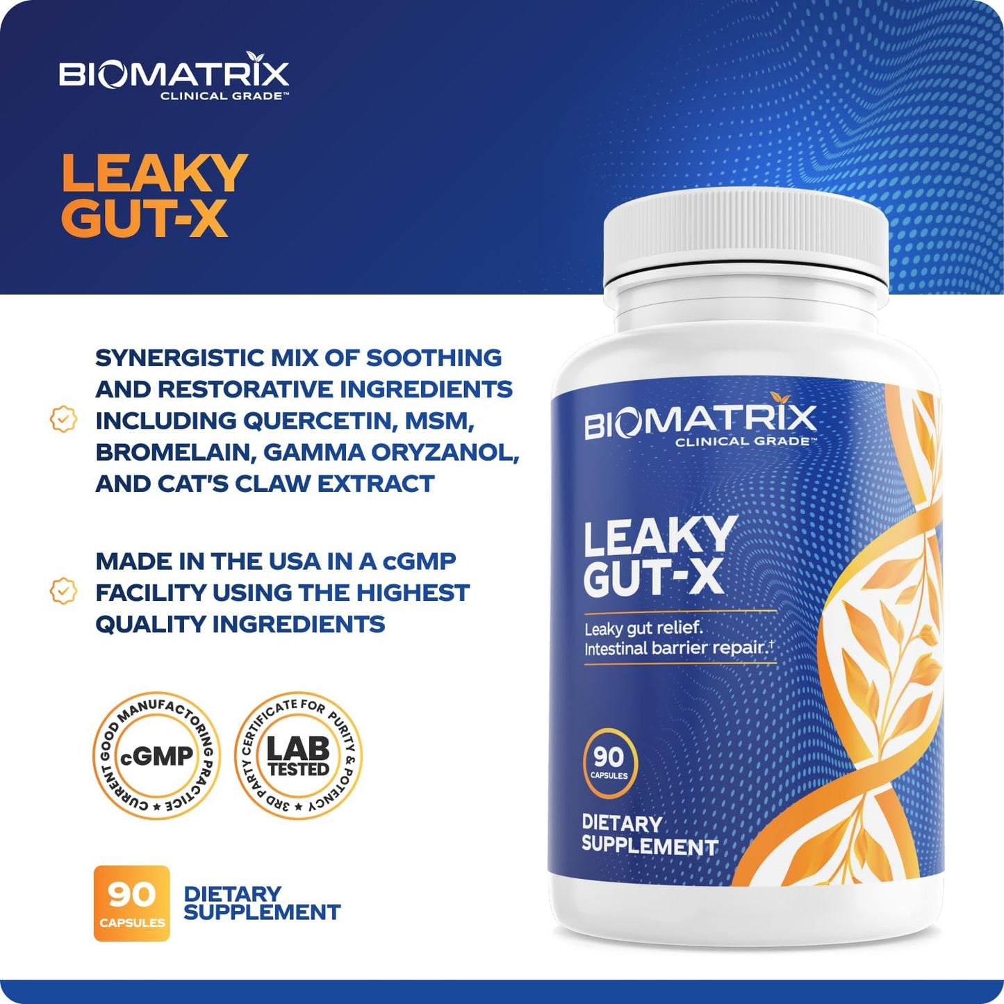 BioMatrix Leaky Gut Repair Supplement - 90 Veggie Caps