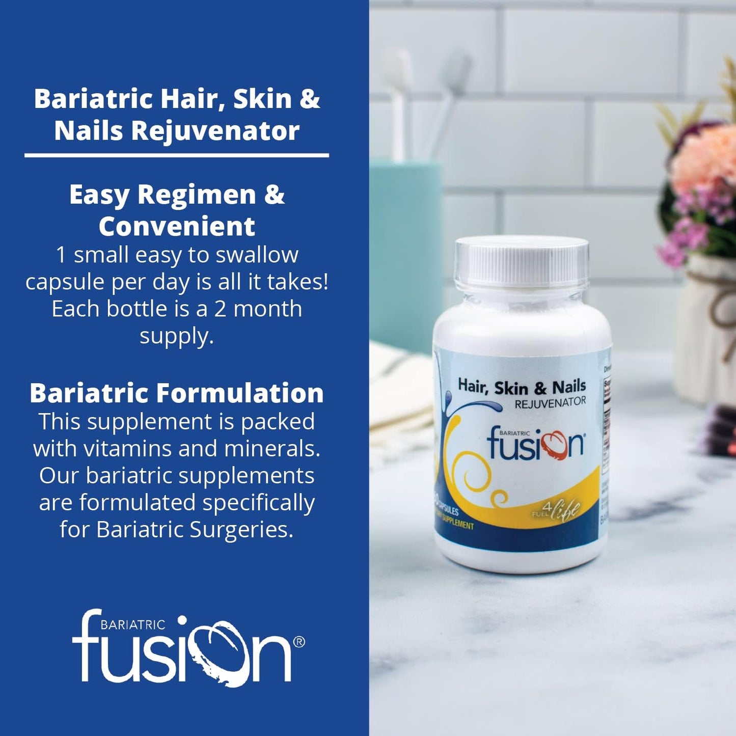 Bariatric Fusion ONE Per Day Bariatric Hair Skin and Nails Vitamins REJUVENATOR - 60 Capsules