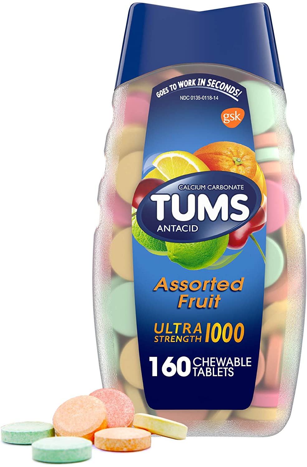 TUMS Ultra Strength Antacid Tablets for Chewable Assorted Fruit - 160 Count