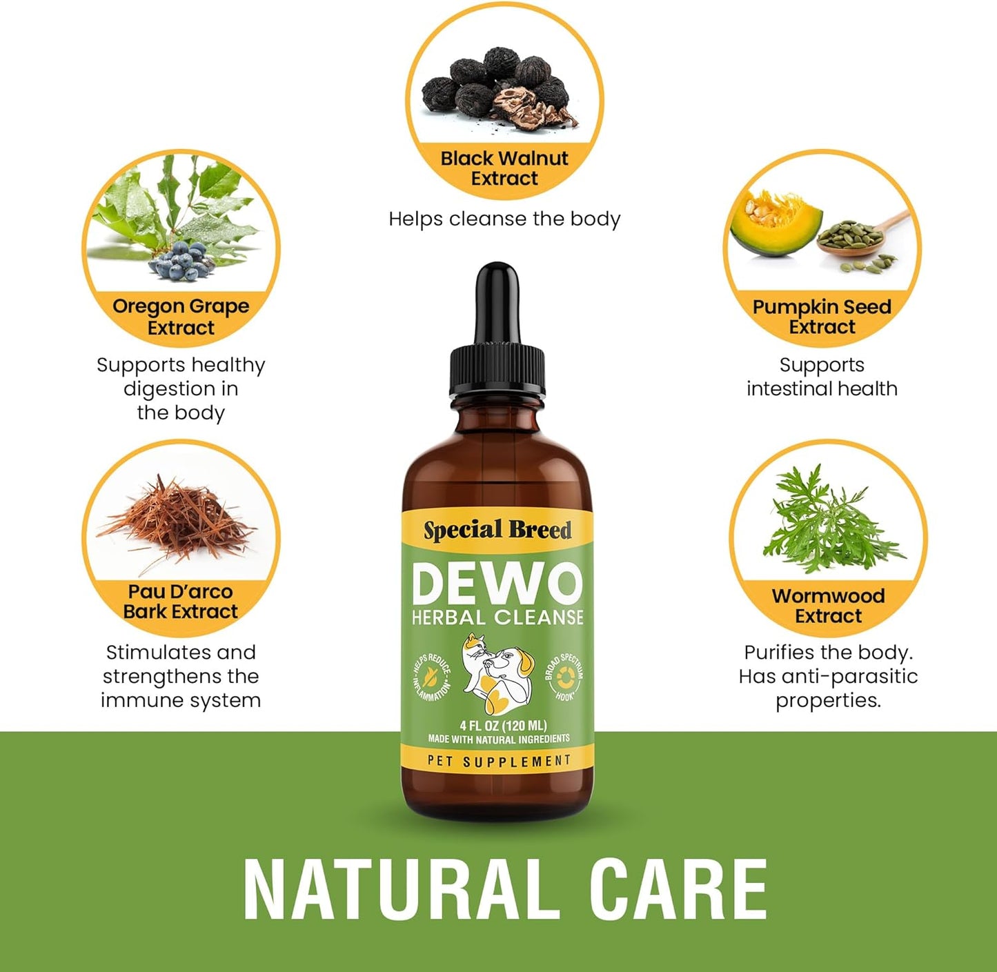Dewo Herbal Cleanese Cats and Dogs Natural Broad Spectrum Treatment - 4oz