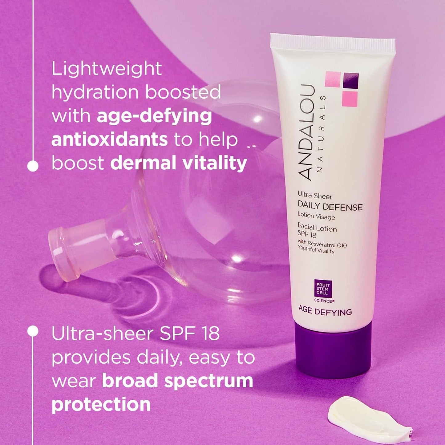 Andalou Naturals Ultra Sheer Daily Defense Facial Lotion, SPF 18, 2.7 oz