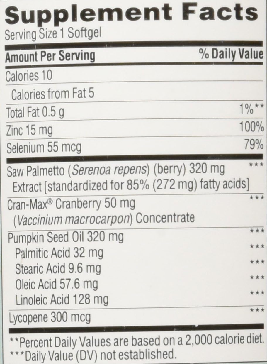 TruNature Prostate Plus Health Complex - Saw Palmetto with Zinc, Lycopene, Pumpkin Seed - 250 Softgels