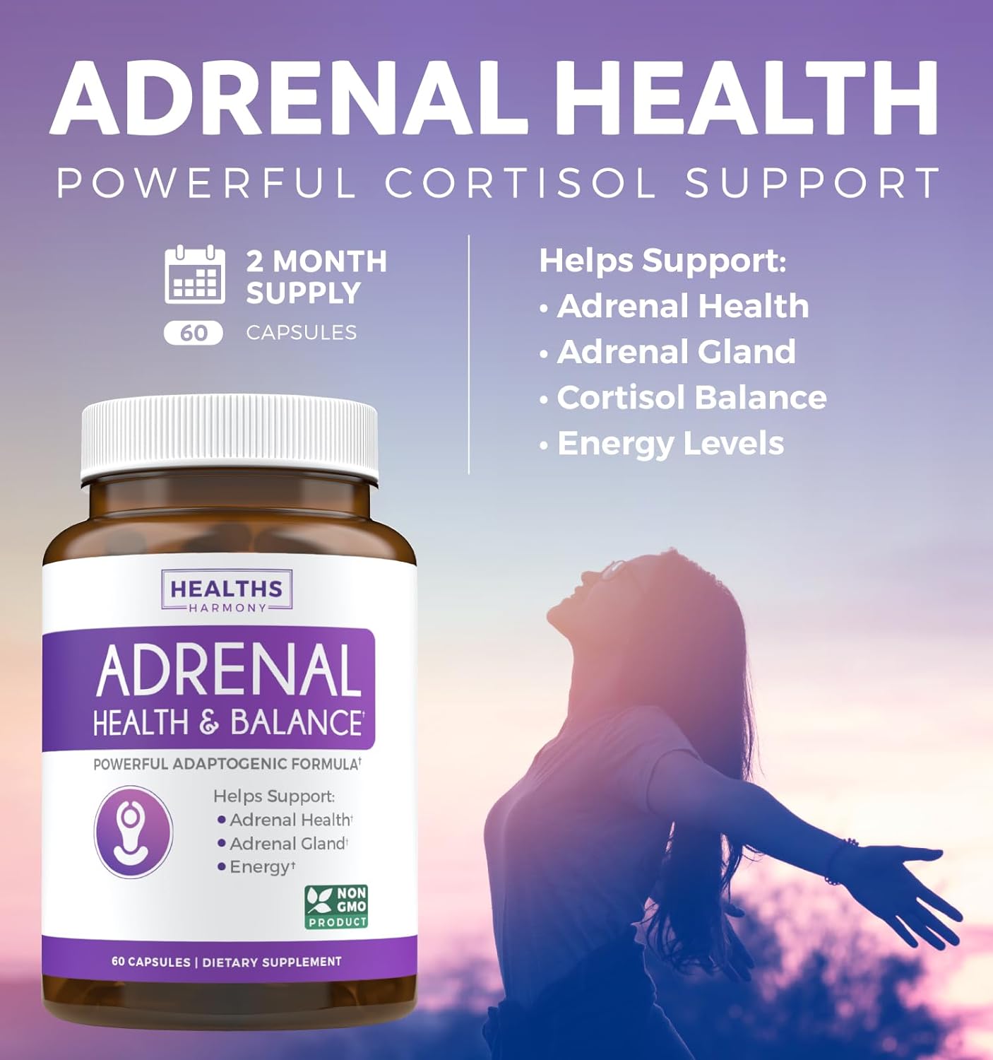 Adrenal Support & Cortisol Manager Powerful Adrenal Health 60 Capsules